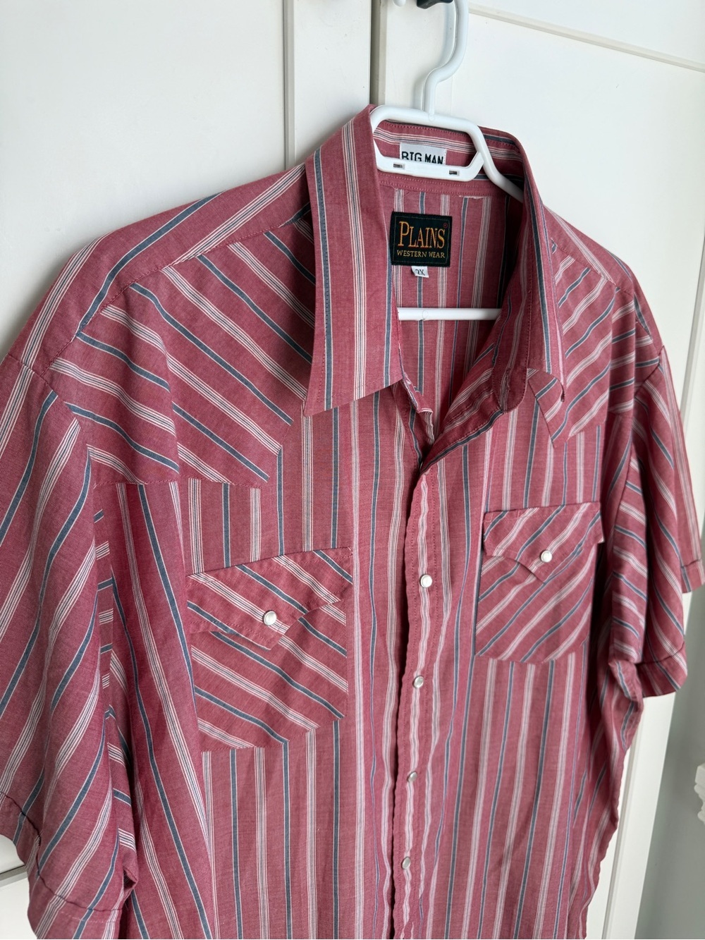 Plains Western Wear Big Man 2X Red Stripe Pearl Snap Western Shirt Ranchwear - Picture 2 of 5